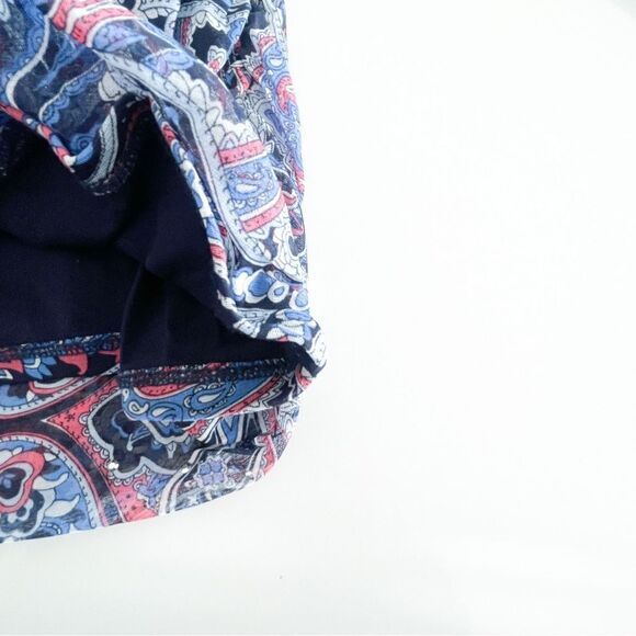 INC International Concepts Blouse Paisley Rhinestones Stretchy Ruching Women's L - Picture 4 of 8